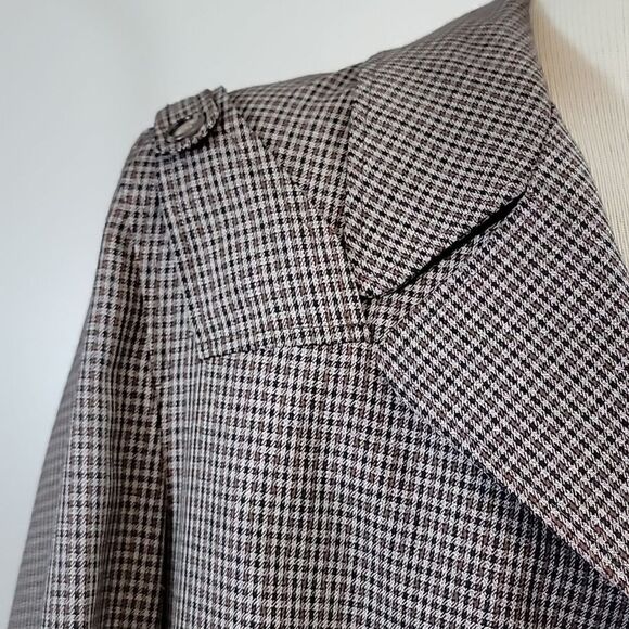 JCPENNEY Vintage Houndstooth Plaid Trench Lined Coat size 44 - Picture 5 of 12